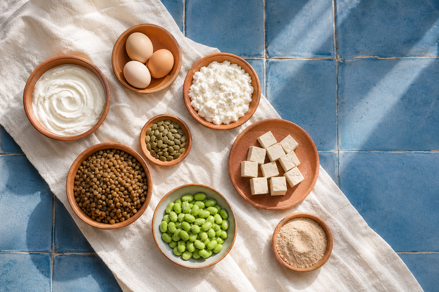 Makanan berprotein nabati dan hewani disusun untuk membandingkan sumber asam amino